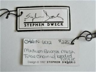 VINTAGE STEPHEN DWECK SIGNED CABOCHON NECKLACE,  BRONZE MESH CHAIN,  TOGGLE CLASP 7