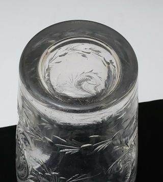 Huge Antique American Brilliant Period Cut Rock Crystal Vase Engraved Flowers 10