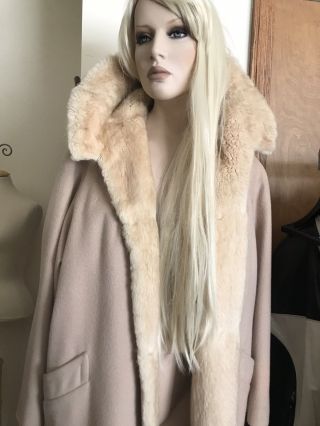 Vintage Blonde Mink Fur Lining Stroller Coat 42 Tan Coat