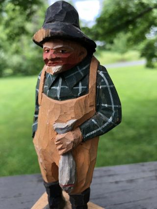 Vintage Carved Wooden Figurine Fisherman 6 "