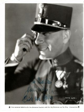 Legendary Character Actor Erich Von Stroheim,  Rare Signed Vintage Studio Photo