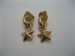 Rare James Reid Ltd Santa Fe 14k Gold Texas Lone Star Earrings