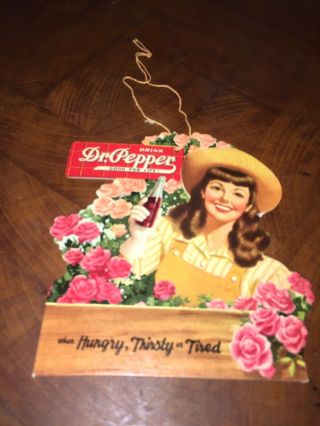 Vintage Dr Pepper Cardboard Fan Pull Rare 2