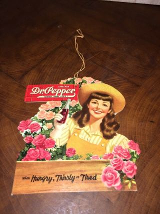 Vintage Dr Pepper Cardboard Fan Pull Rare 5