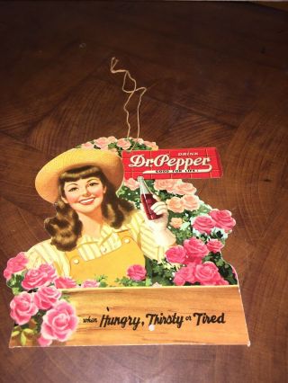 Vintage Dr Pepper Cardboard Fan Pull Rare 6
