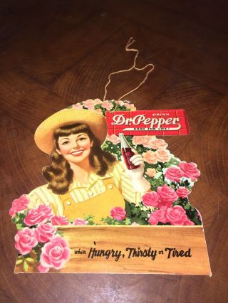 Vintage Dr Pepper Cardboard Fan Pull Rare 7