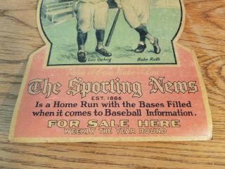 Rare 1930 Baseball Sporting News Babe Ruth Lou Gehrig Vintage Store Display Sign 3