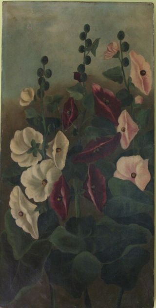 Antique 1820 Oil Painting On Canvas,  Still Life,  Flowers