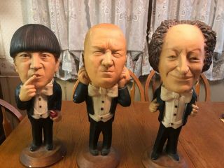 Vintage 1980 Three Stooges Esco Norman Mauer Chalkware Statues Larry Moe Curly