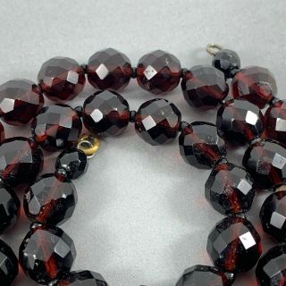 Stunning Antique Faceted Cherry Amber Garnet Bead Necklace 1930s 3