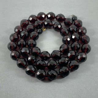 Stunning Antique Faceted Cherry Amber Garnet Bead Necklace 1930s 5