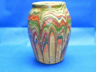 Vintage Roadside Ozark Tourist Pottery Planter Vase 9 Inches Multi Color