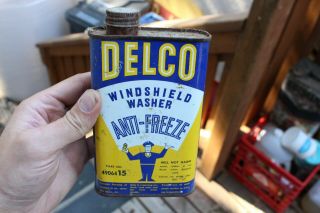 Vintage Delco Anti - Freeze Can Tin Metal Vehicle General Motors Gmc Oil Can