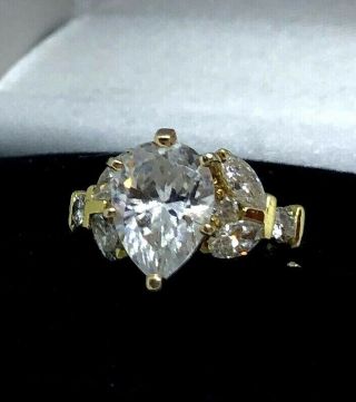 Vintage Signed 18k Solid Yellow Gold Diamond Ring Size 3 1/2