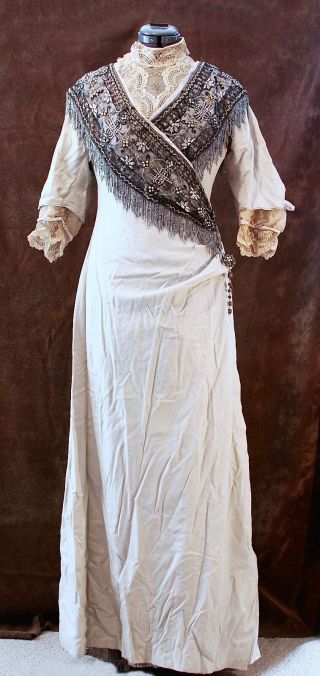 Stunning & Rare V.  Ornate Nouveau Beaded Edwardian Reception Gown - Wow