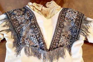 STUNNING & RARE V.  ORNATE NOUVEAU BEADED EDWARDIAN RECEPTION GOWN - WOW 7