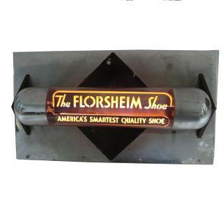 Rare Florsheim Shoes Vacuum Tube Lighted Display Store Sign Neon Bubbler Vintage