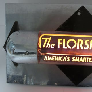RARE Florsheim Shoes Vacuum Tube Lighted Display Store Sign Neon Bubbler Vintage 4