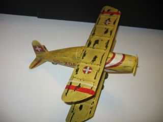 Vintage Folk Art Metal & Wood Toy Airplane 1