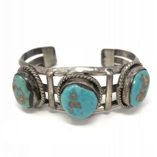 Vintage Old Pawn Native American Sterling Silver 925 Turquoise Bracelet