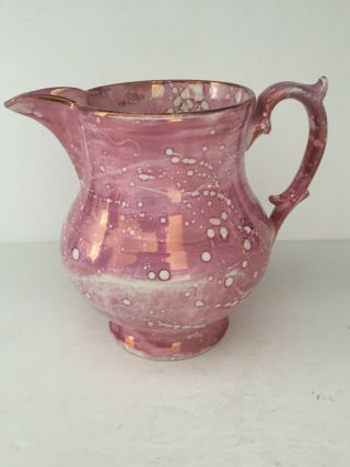 2 Antique Vintage Staffordshire Pink Sunderland Lusterware Lustreware Pitchers 3