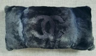 Rare Authentic Chanel Fur And Cashmere Midnight Blue & Deep Blue Ombre Pillow