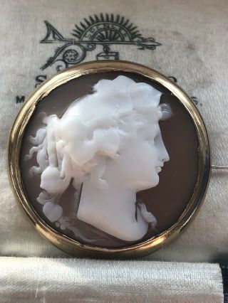 Antique Victorian Italian 9ct Gold Expert Carved Shell Cameo Brooch /pin