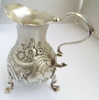 LOVELY EARLY DATED ENGLISH ANTIQUE 1749 GEORGIAN SOLID STERLING SILVER CREAM JUG 3