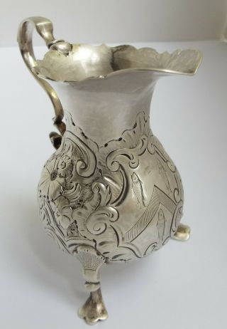 LOVELY EARLY DATED ENGLISH ANTIQUE 1749 GEORGIAN SOLID STERLING SILVER CREAM JUG 4
