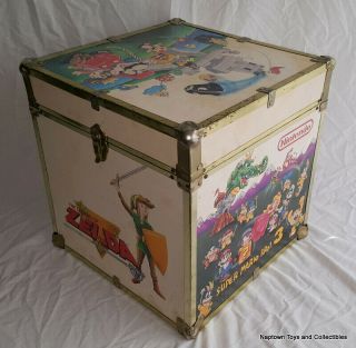 Vintage Nintendo Mario Bros Zelda Wooden Storage Chest Box Trunk Rare 1990