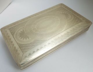 Stunning Large Heavy Early Antique 1848 Dutch Solid Silver Cigarette Tobacco Box