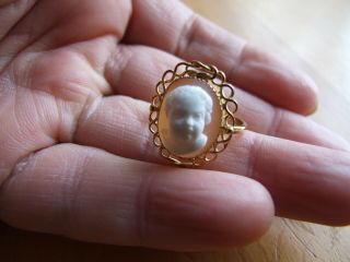 Antique Victorian Cherub Cameo 18k Gold Ring