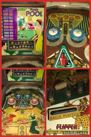 1958 Gottlieb Pinball Machine Roto Pool Game Billards Vintage Rare
