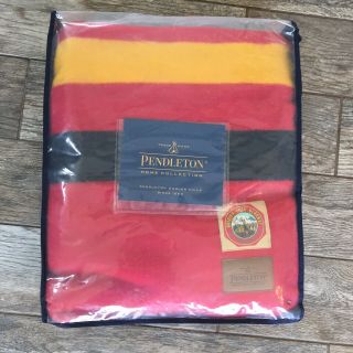 Vintage Rainier National Park Pendleton Wool Blanket 90x90