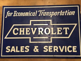 Vintage Sign Chevrolet Tin Double Sided 1930s Dealer 2 