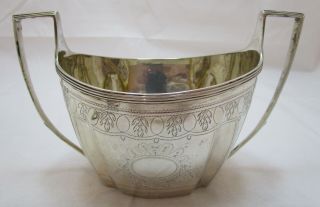 Antique Georgian Sterling Silver Bright Cut Sugar Bowl,  Bateman,  274g,  1800