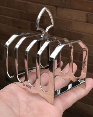 A FINE VERY HEAVY “318.  1 GRAMS” ART DECO SOLID SILVER TOAST RACKS,  1932. 8