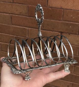 A HEAVY “329.  8 GRAMS” EARLY ANTIQUE GEO IV SOLID SILVER TOAST RACK,  SHEFF 1825. 3