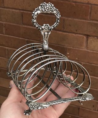 A HEAVY “329.  8 GRAMS” EARLY ANTIQUE GEO IV SOLID SILVER TOAST RACK,  SHEFF 1825. 6