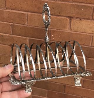 A HEAVY “329.  8 GRAMS” EARLY ANTIQUE GEO IV SOLID SILVER TOAST RACK,  SHEFF 1825. 9