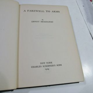 1929/FAREWELL TO ARMS/ERNEST HEMINGWAY/RARE 1st Ed - 1st Issue - 1st STATE DUSTJACKT 12