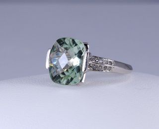 Enchanting Estate White Gold 6 Ctw Prasiolite Diamond & Pink Sapphire Ring
