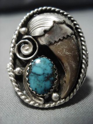 Superlative Vintage Navajo Turquoise Sterling Silver Native American Ring
