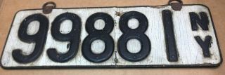 VERRY RARE 1905 - 1909 YORK LICENSE PLATE (99881) (FIRST PLATES USA) 2