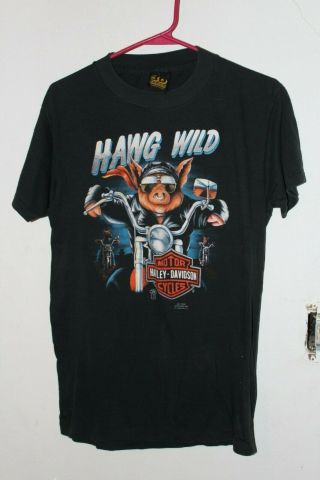 Vtg 3d Emblem Harley - Davidson Great American Hog T - Shirt Single Stitch Men 