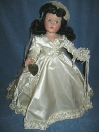 Vintage Effanbee Little Lady Composition Bride Doll 17in Htf Hair Color Black