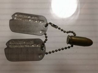 Vintage Wwii Us Army Dog Tags With Bullet (p)
