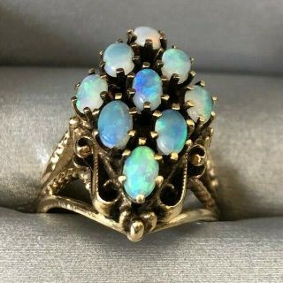 Vintage 14k Yellow Gold Precious Opals – Size 7.  5 – 7.  8 Grams