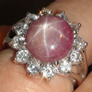 Rare 9.  30 Ct Natural Unheated 2 Sided Star Ruby Ring 925 S.  Silver.  Size 8.  25.