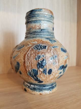 Very rare Frechen stoneware jug 16th century cobalt blue intact Bellarmine jug 2